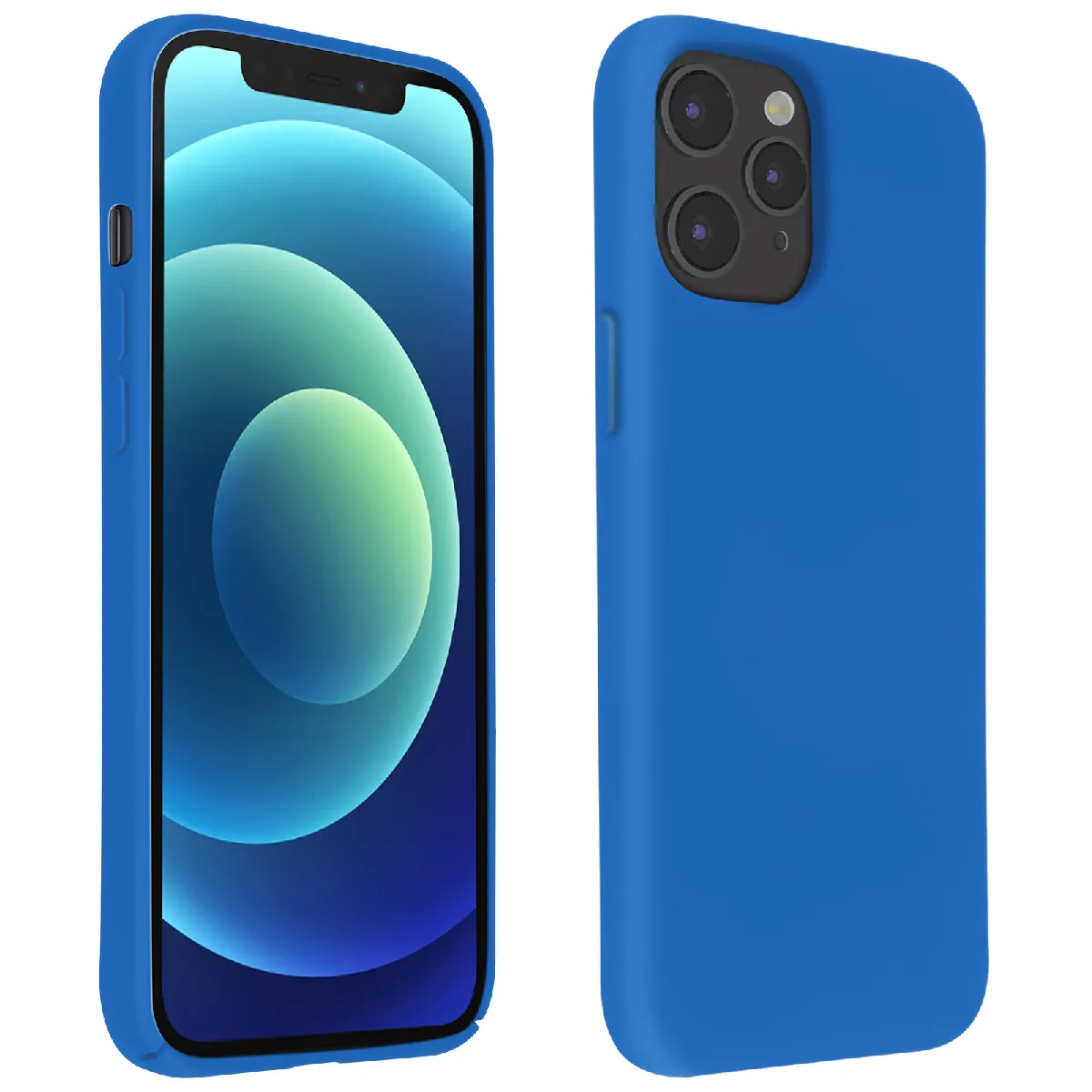 Avizar Bleu Coque Pour Iphone 12 Pro Max Semi-Rigide Finition Soft Touch Compatible Qi