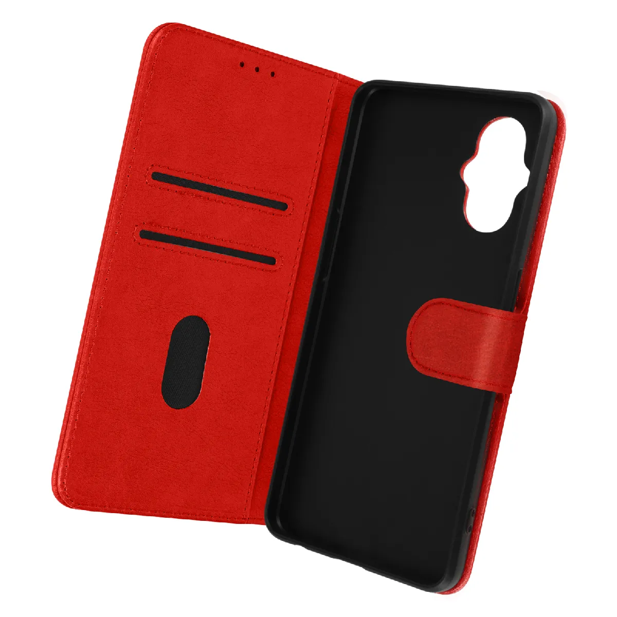 Avizar Rouge Housse Pour Oppo Reno 8 Lite 5G Clapet Portefeuille Fonction Support Vidéo
