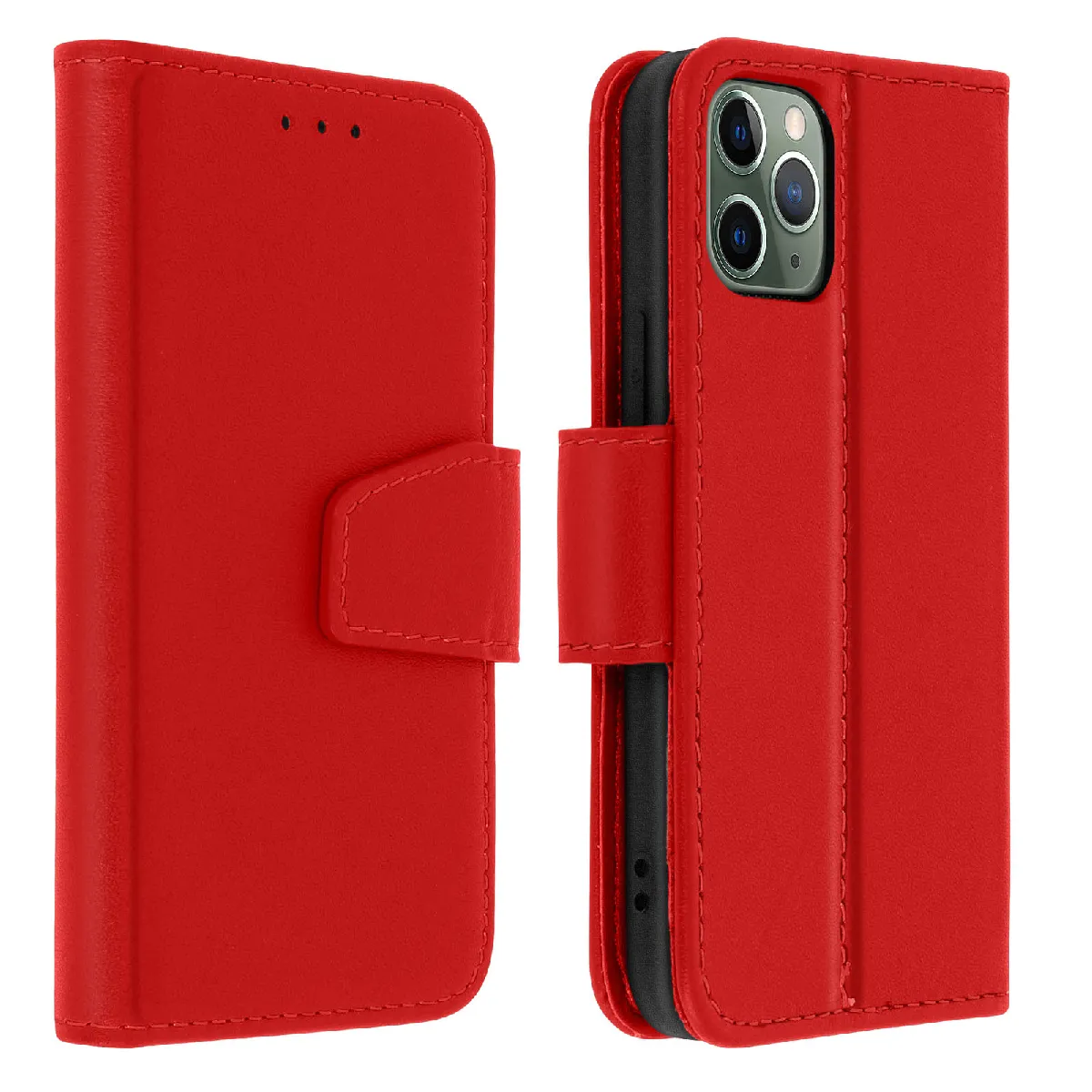 Avizar Rouge Housse Pour Iphone 11 Pro Max Cuir Porte-Carte Fonction Support Premium