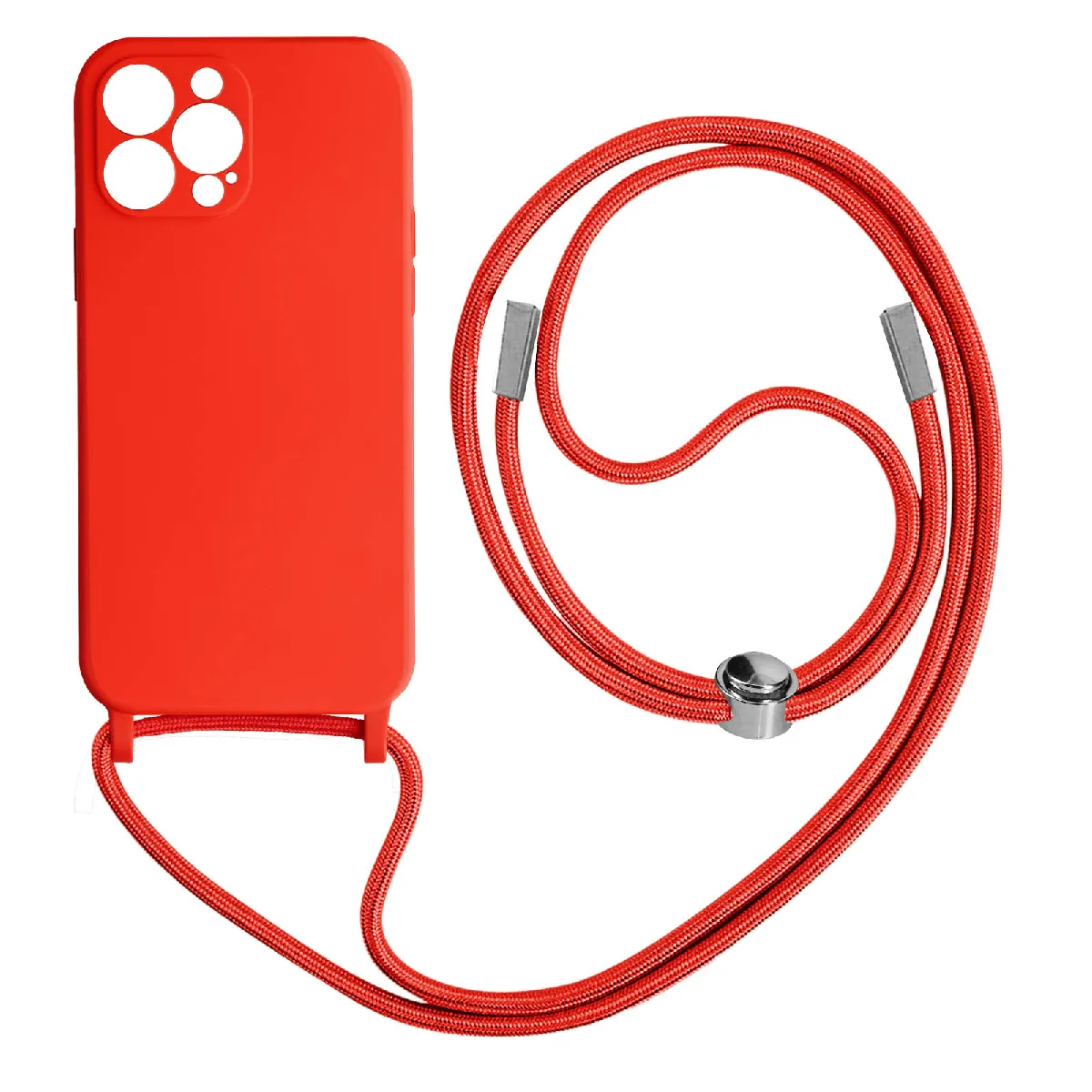 Avizar Rouge Coque Cordon Pour Iphone 13 Pro Semi-Rigide Avec Lanière Tour Du Cou 80Cm