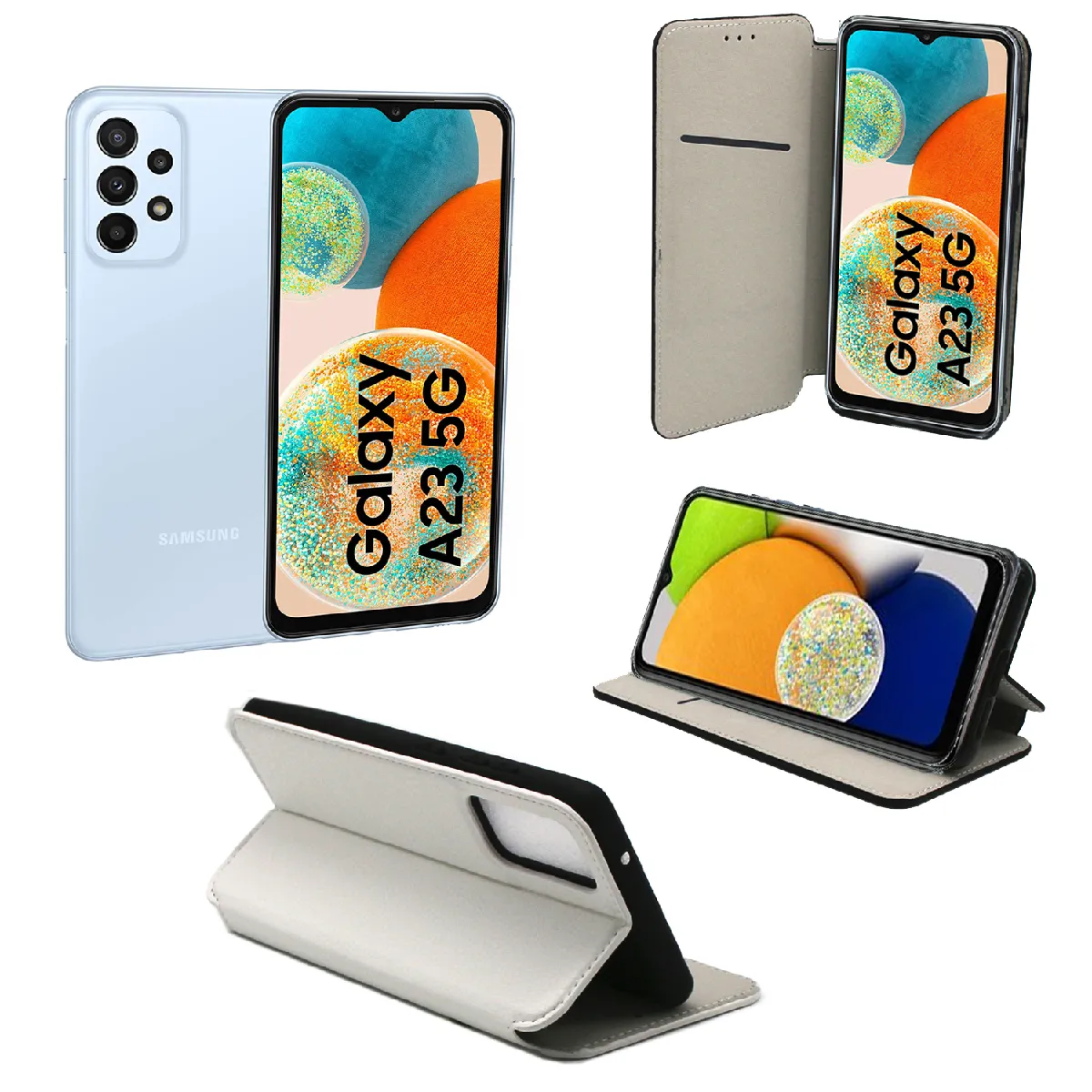 Xeptio Gris Étui Portefeuille En Similicuir Avec Porte-Cartes Samsung Galaxy A23 5G