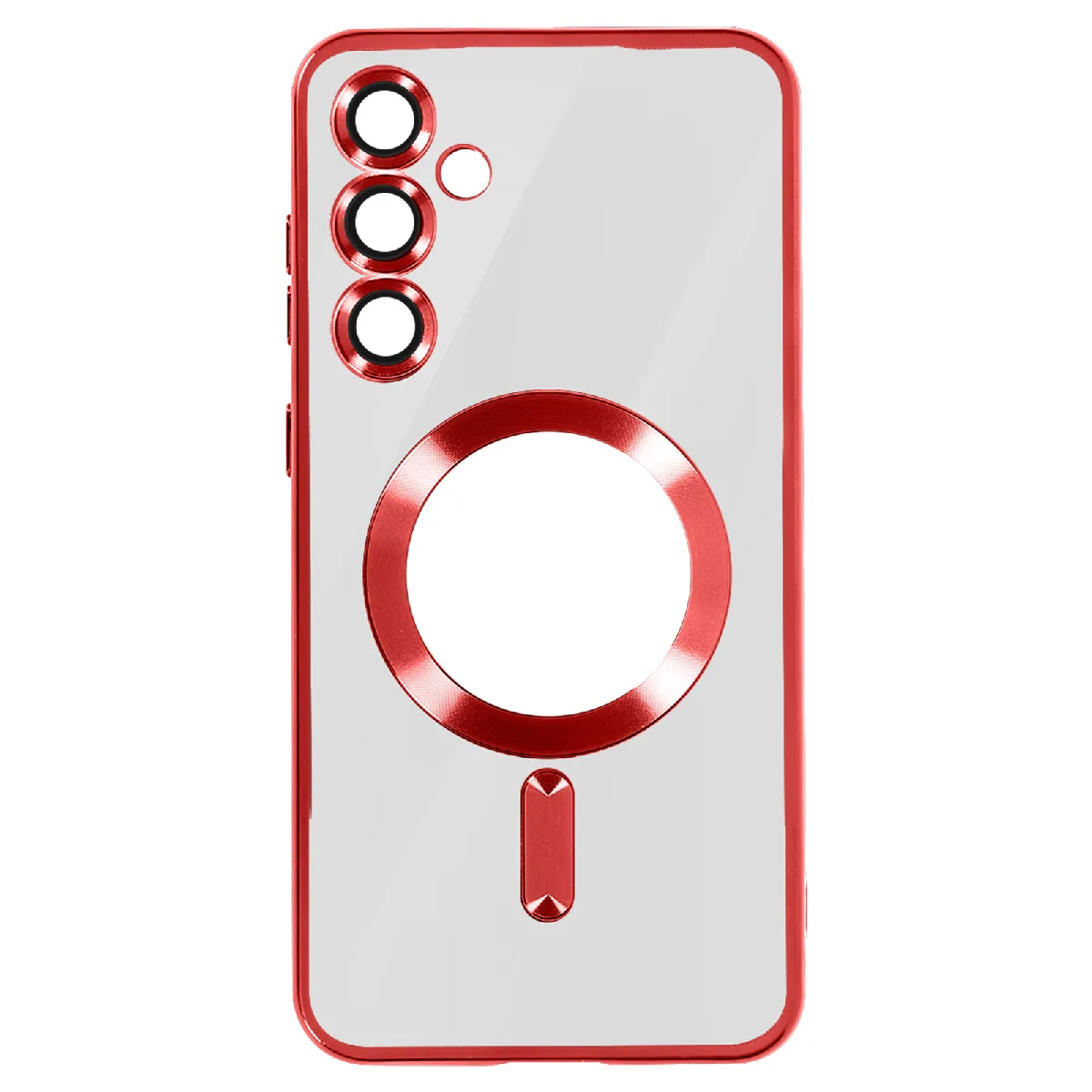 Avizar Rouge Coque Magsafe Pour Samsung S24 Plus En Silicone Contour Chromé