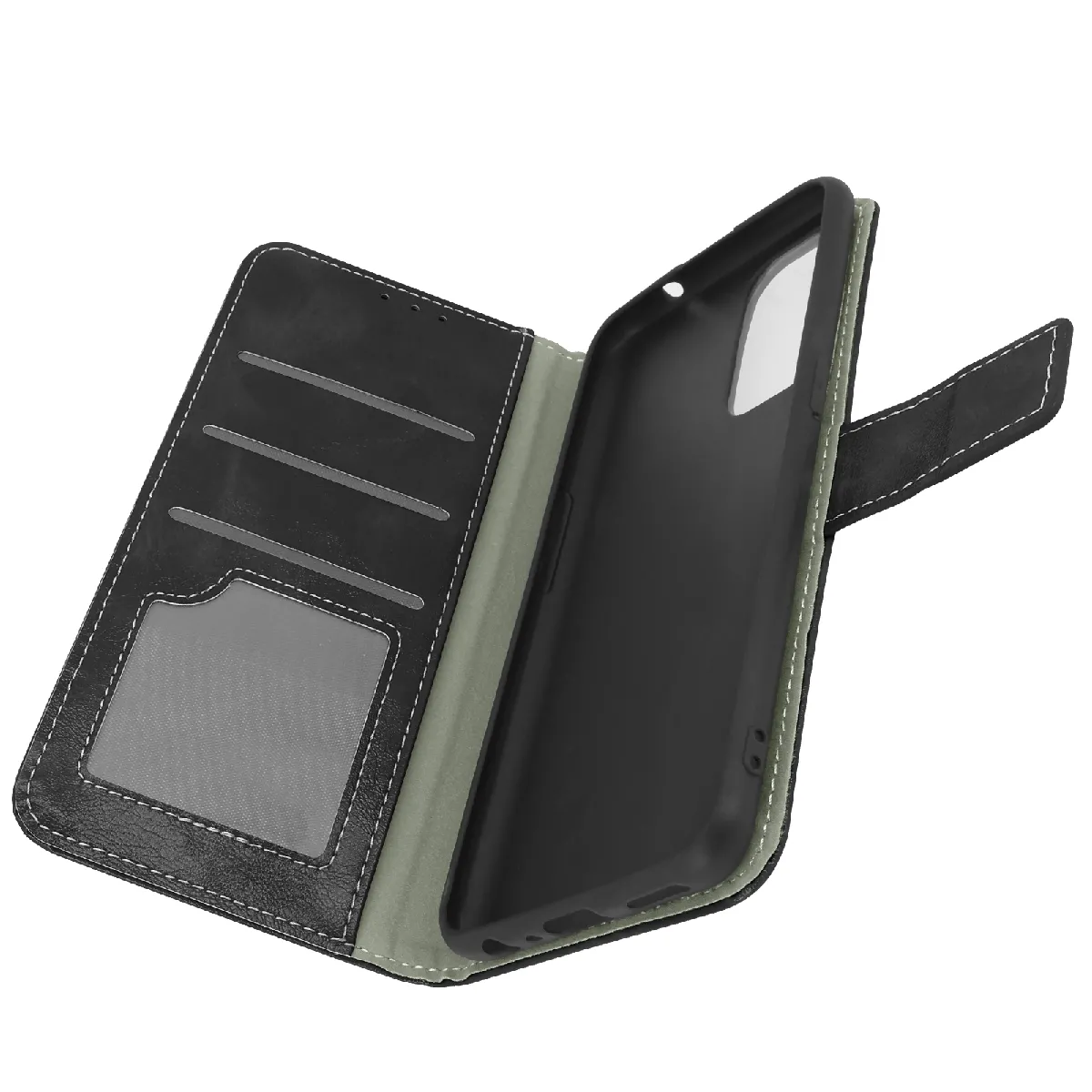 Avizar Noir Étui Pour Oppo Find X3 Lite Portefeuille Support Vidéo Fermeture Magnétique