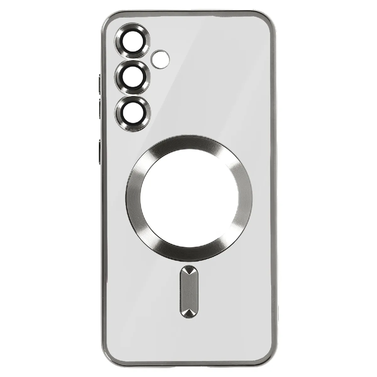 Avizar Argent Coque Magsafe Pour Samsung S24 En Silicone Contour Chromé