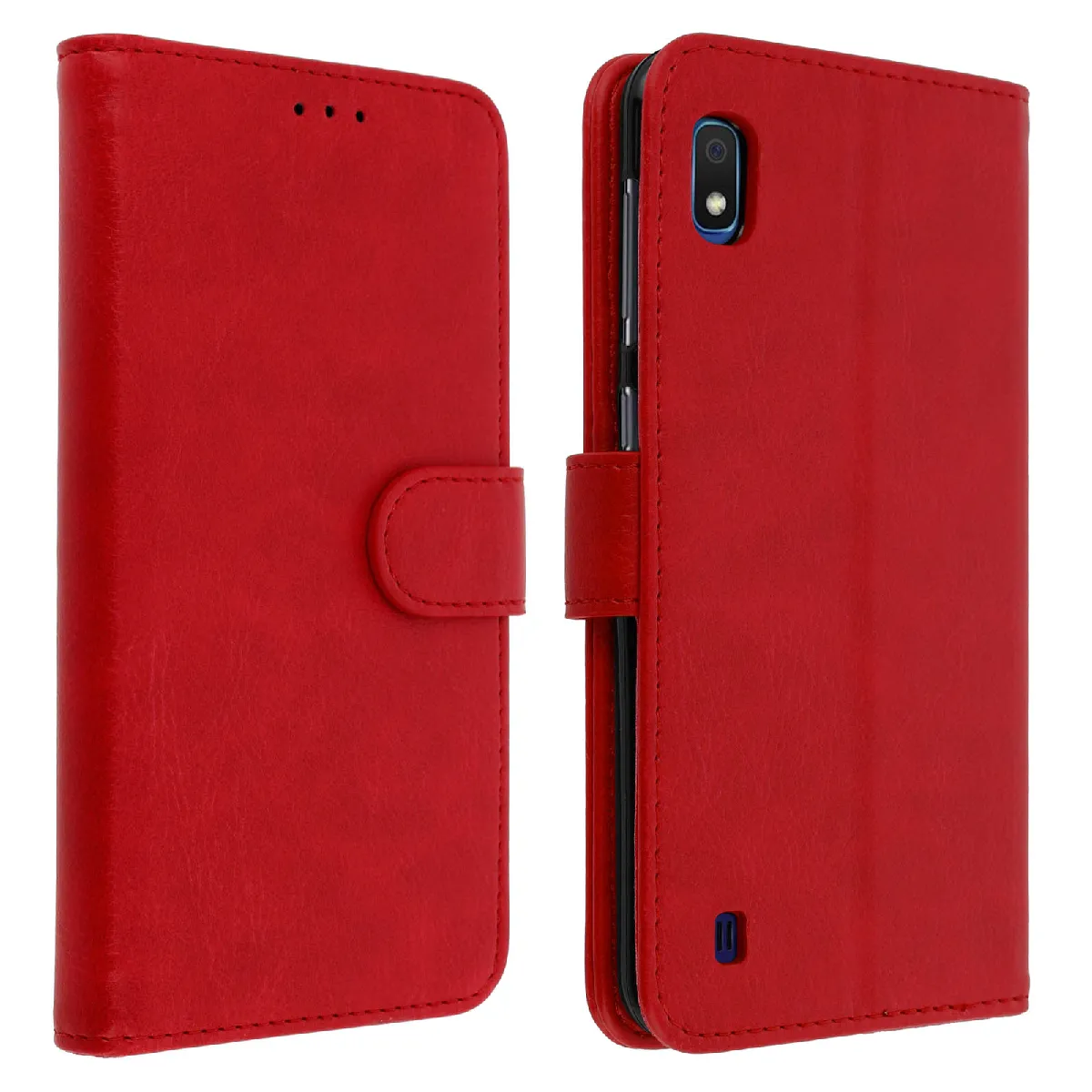 Avizar Rouge Housse Pour Samsung Galaxy A10 Étui Portefeuille Support Stand