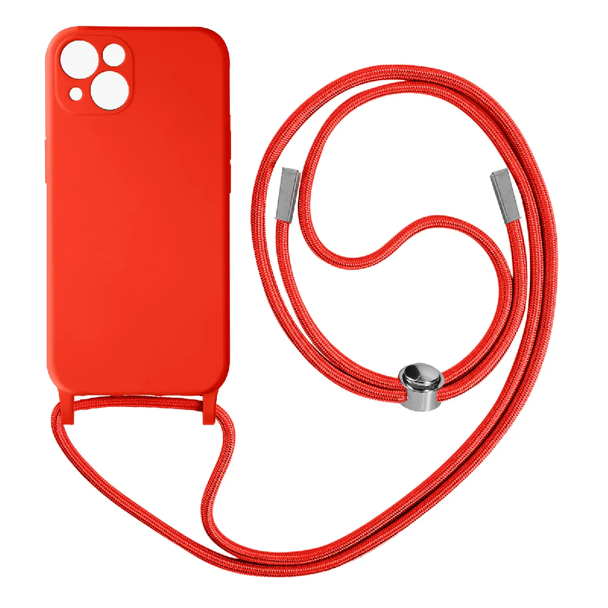 Avizar Rouge Coque Cordon Pour Iphone 13 Semi-Rigide Avec Lanière Tour Du Cou 80Cm