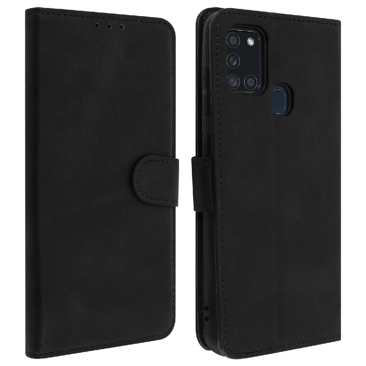 Avizar Noir Housse Pour Samsung Galaxy A21s Étui Porte-Carte Fonction Support