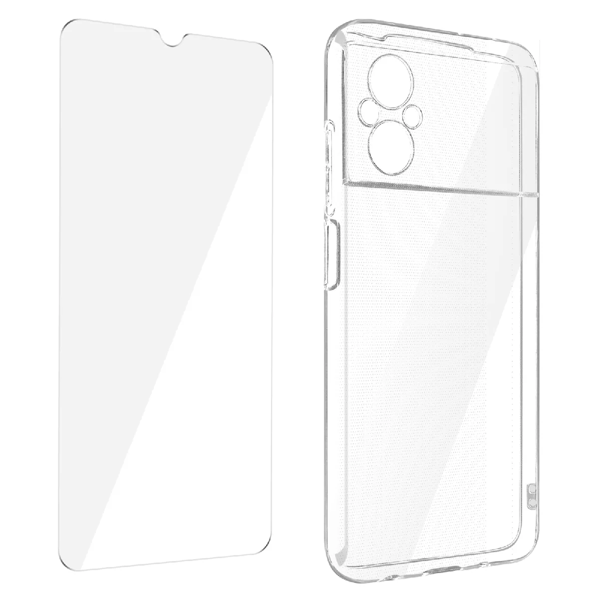 Avizar Coque Pour Xiaomi Poco M5 Silicone Gel Et Film Verre Trempé 9H Transparent