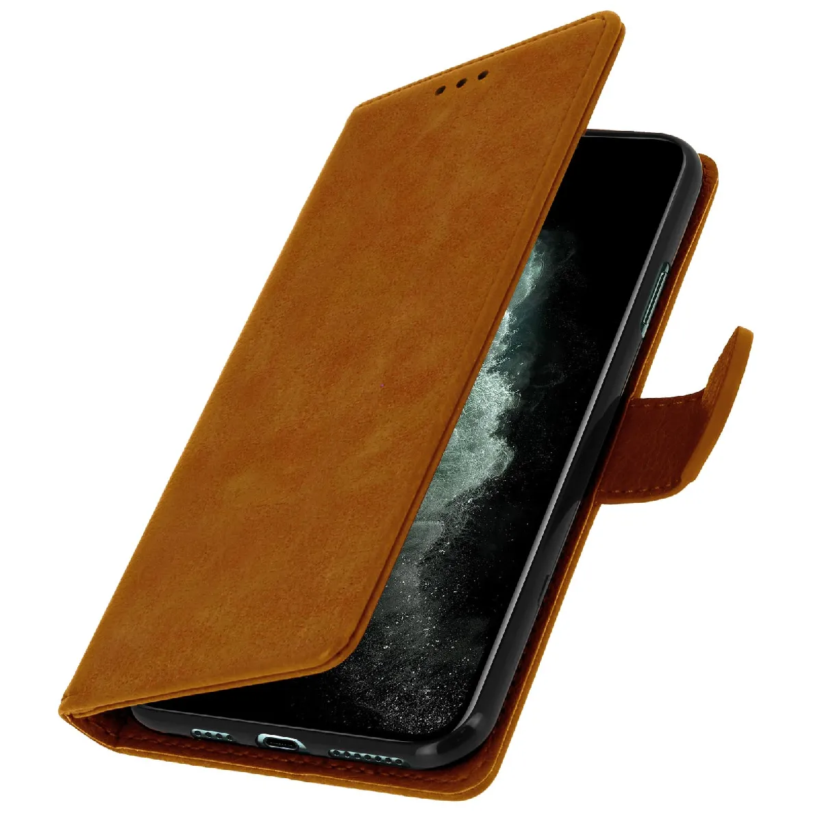Avizar Marron Étui Pour Iphone 11 Pro Max Clapet Portefeuille Support Vidéo