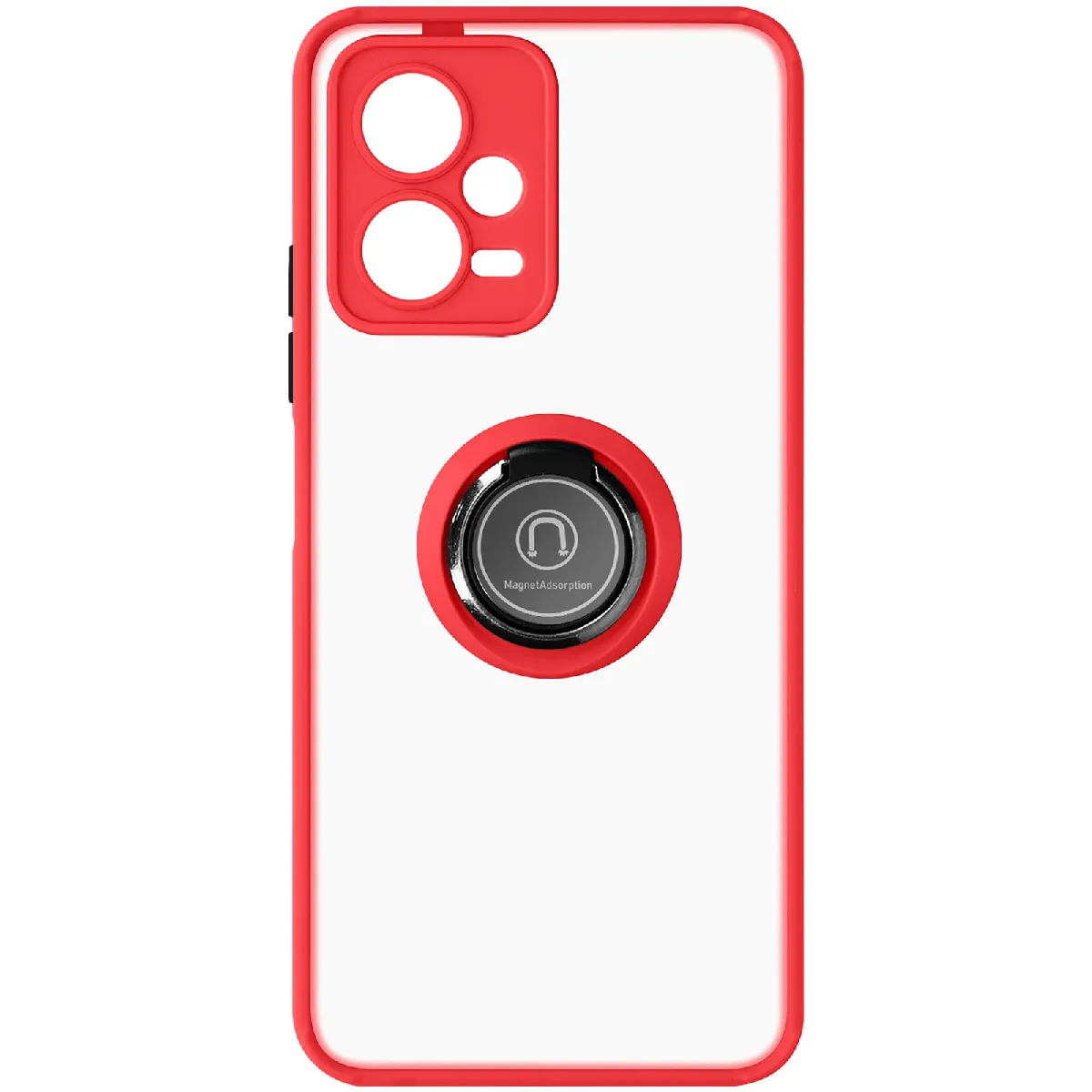 Avizar Rouge Coque Pour Xiaomi Redmi Note 12 5G Bague Métallique Support Vidéo