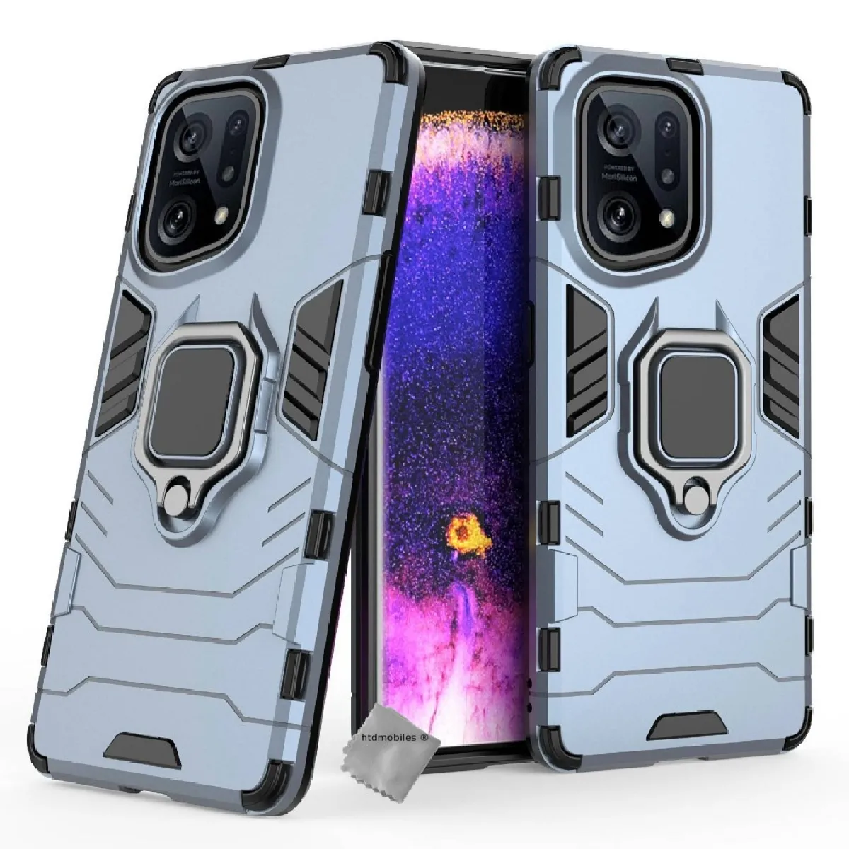 Htdmobiles Bleu Coque Rigide Antichoc Oppo Find X5 5G - Foncé