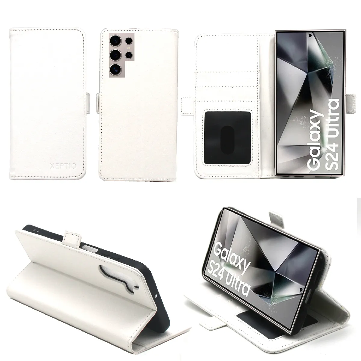 Xeptio Blanc Étui Portefeuille À Rabat Avec Porte-Cartes Samsung Galaxy S24 Ultra