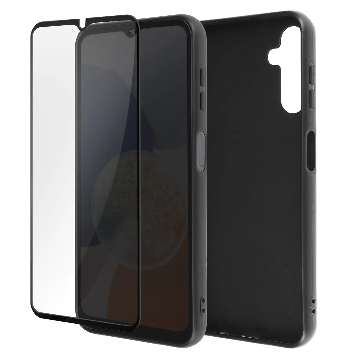 Avizar Noir Coque Pour Samsung Galaxy A14 4G Et 5G Silicone Gel Et Verre Trempé