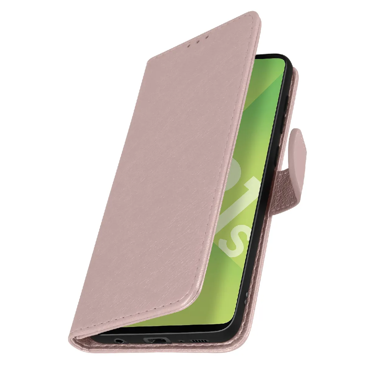 Avizar Rose Étui Pour Samsung Galaxy A21s Clapet Portefeuille Support Vidéo Champagne