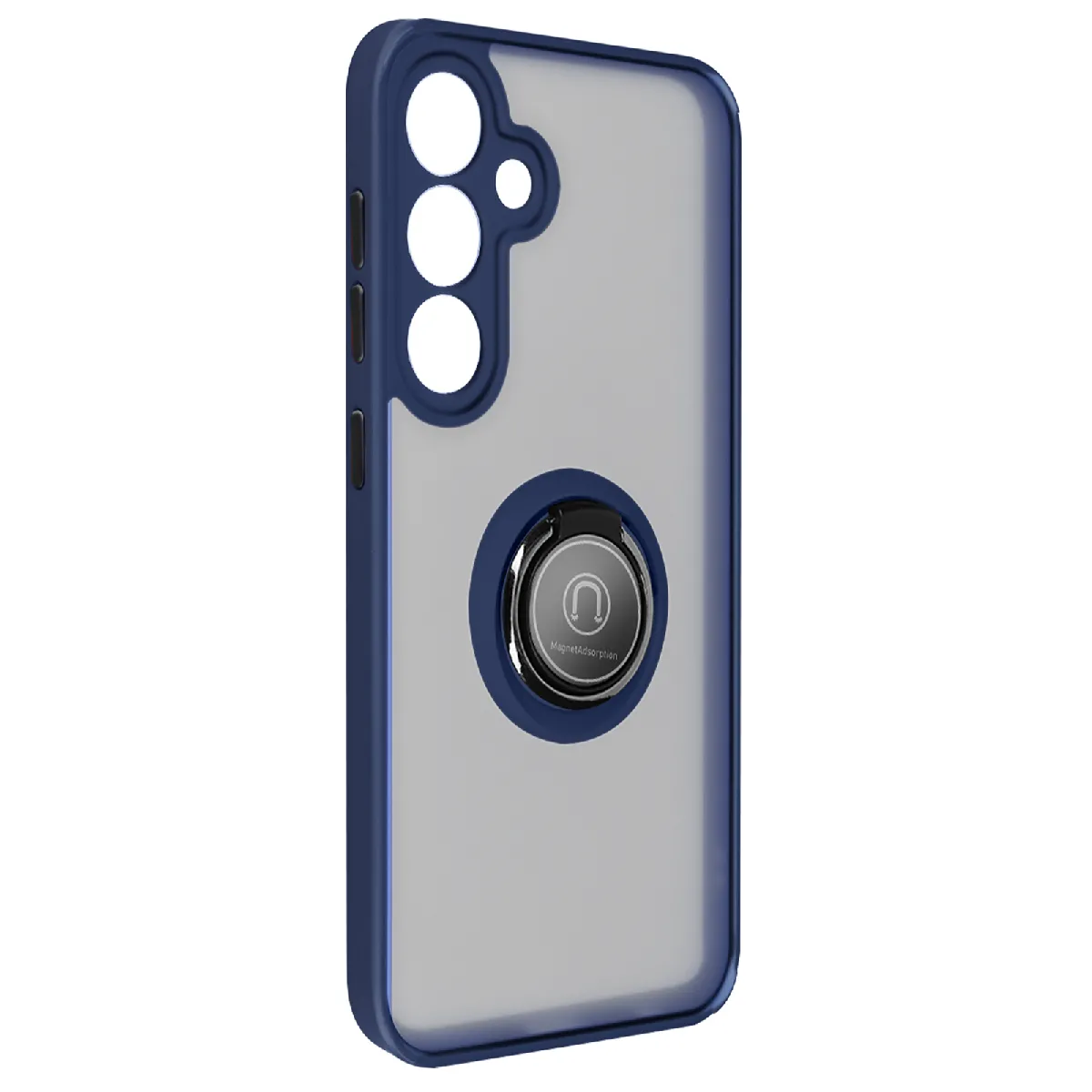 Avizar Bleu Coque Pour Samsung Galaxy S24 Bague Métallique Fonction Support Nuit