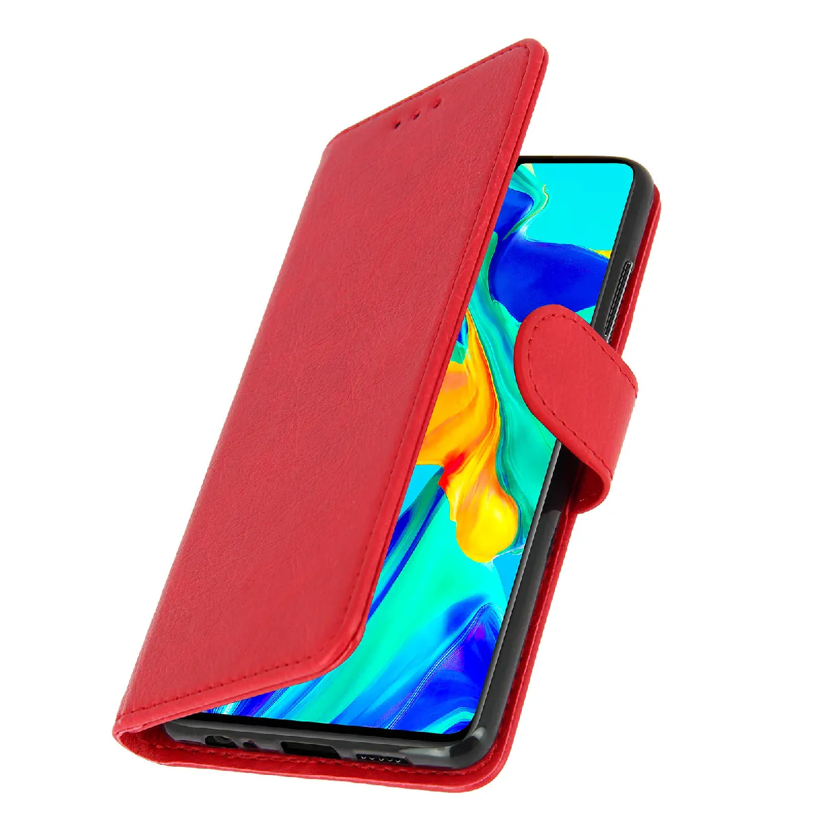 Avizar Rouge Housse Pour Huawei P30 Étui Portefeuille Support Stand