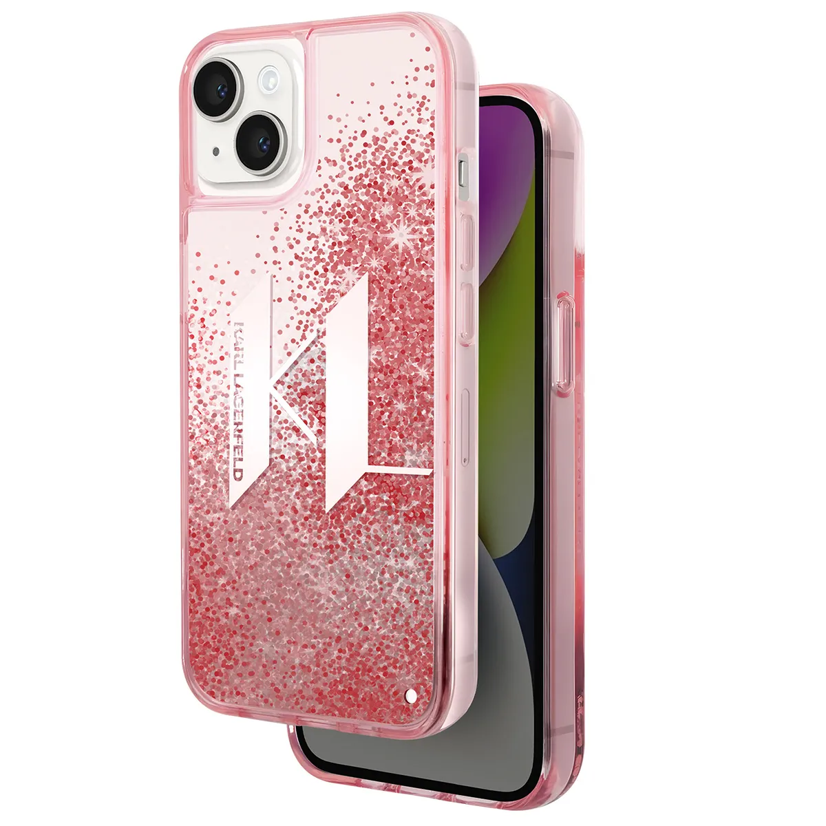 Karl Lagerfeld - Coque pour iPhone 14 Plus - Glitter Paillettes - Rose - Image 2