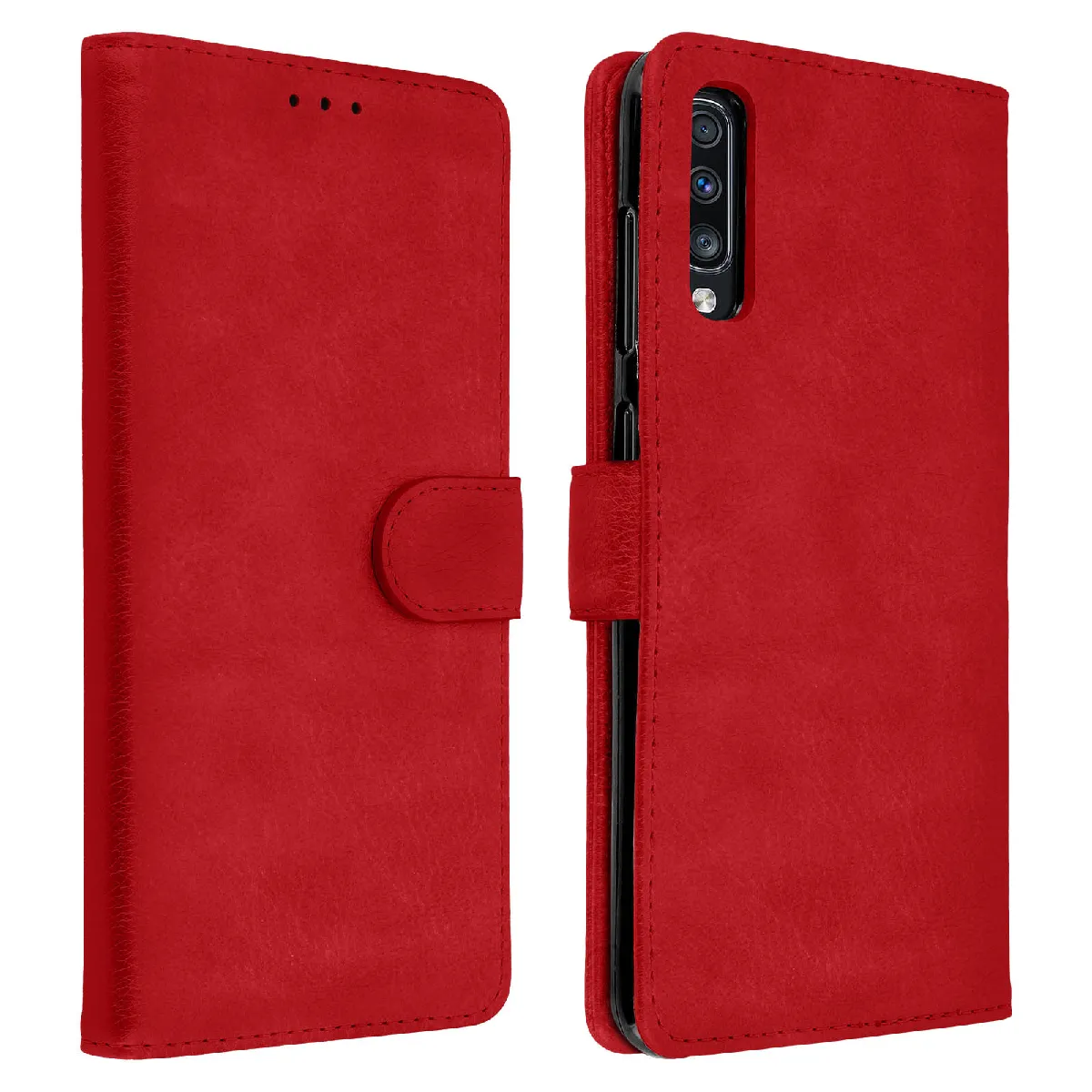 Avizar Rouge Housse Pour Samsung Galaxy A70 Étui Portefeuille Support Stand