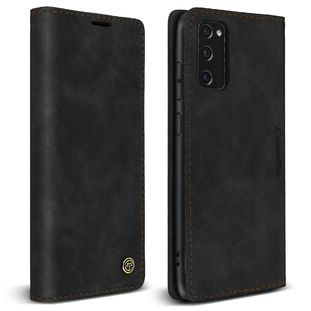 Avizar Noir Étui Pour Samsung Galaxy S20 Fe Folio Vintage Portefeuille Et Support Vidéo