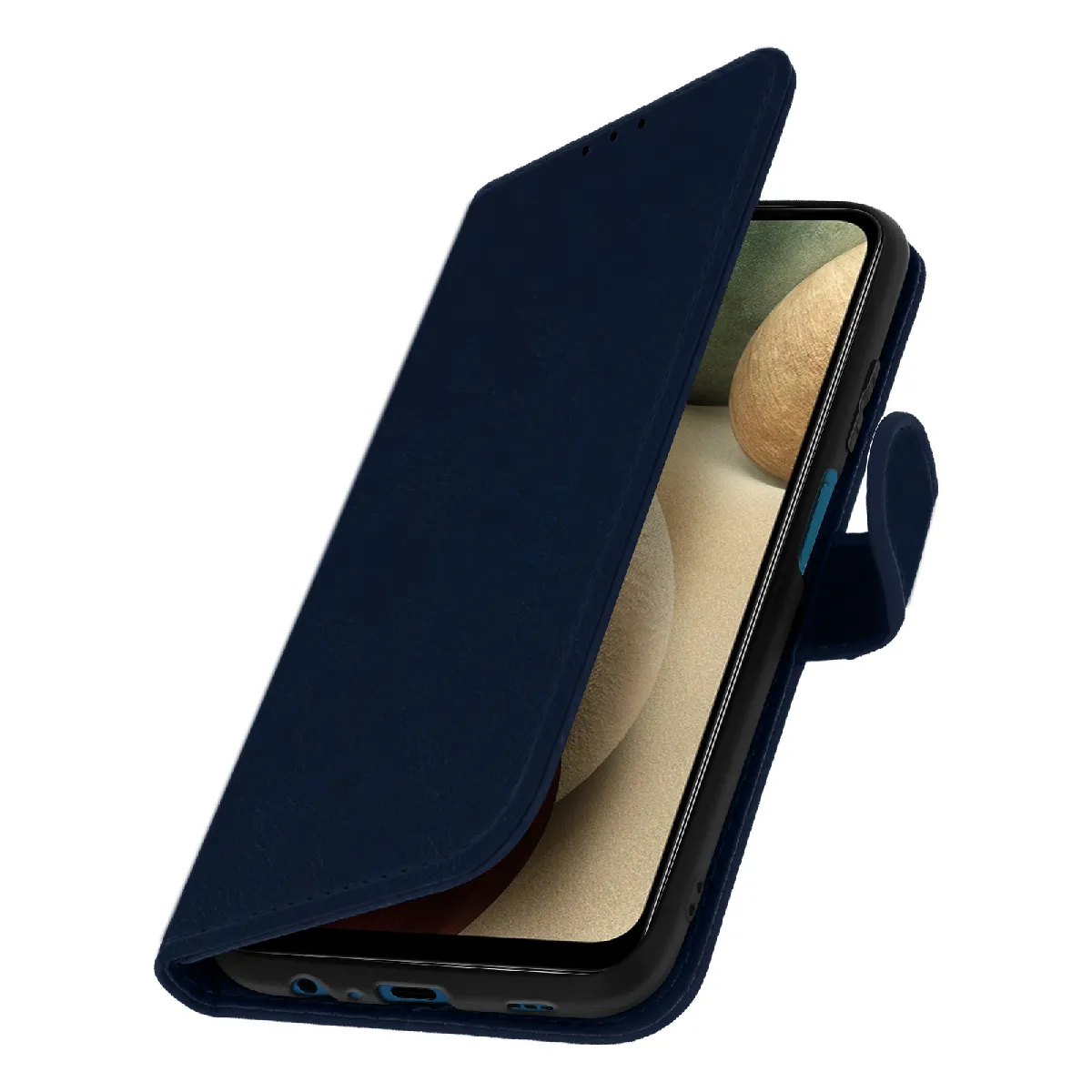 Avizar Bleu Étui Pour Samsung Galaxy A12 Clapet Portefeuille Support Vidéo Nuit