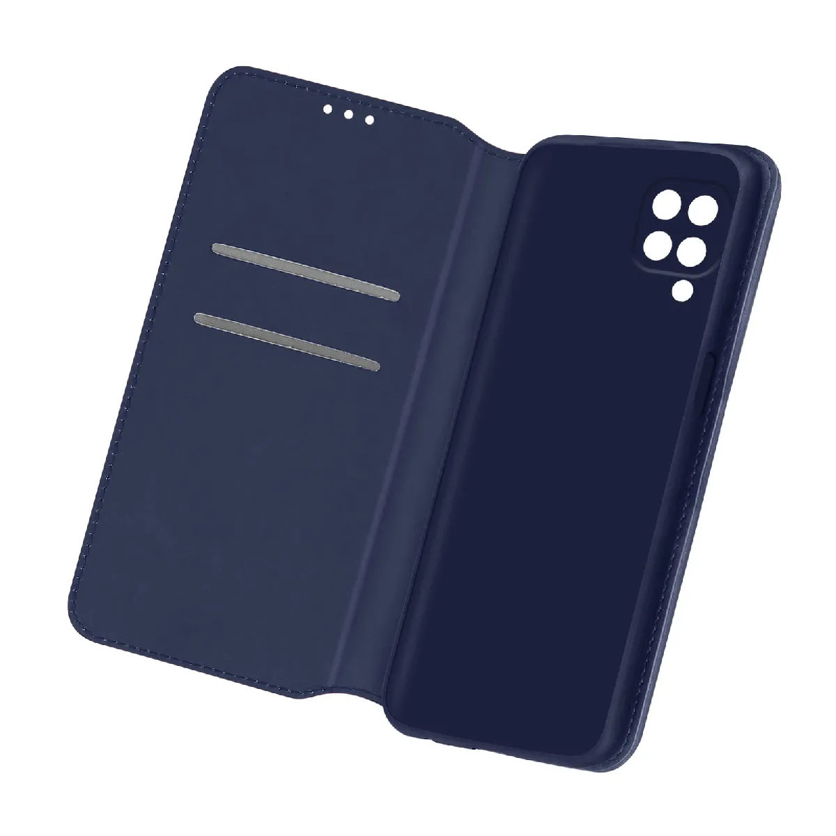 Avizar Bleu Housse Folio Pour Samsung Galaxy M12 Portefeuille Fonction Support Vidéo Nuit