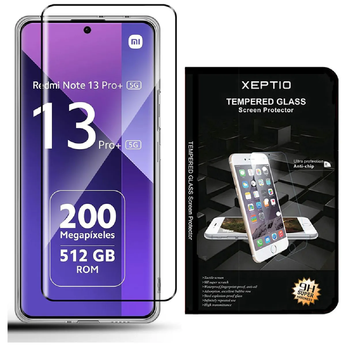 Xeptio Noir Verre Trempé Pour Xiaomi Redmi Note 13 Pro+ 5G
