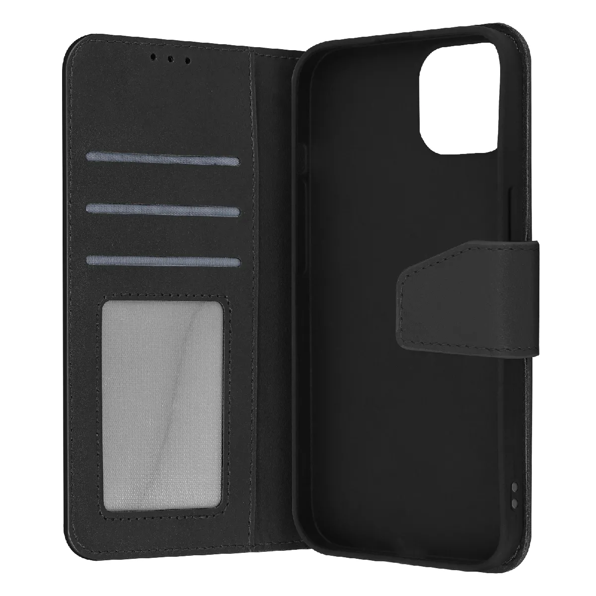 Avizar Noir Housse Pour Iphone 14 Pro Cuir Premium Porte-Carte Fonction Support Vidéo