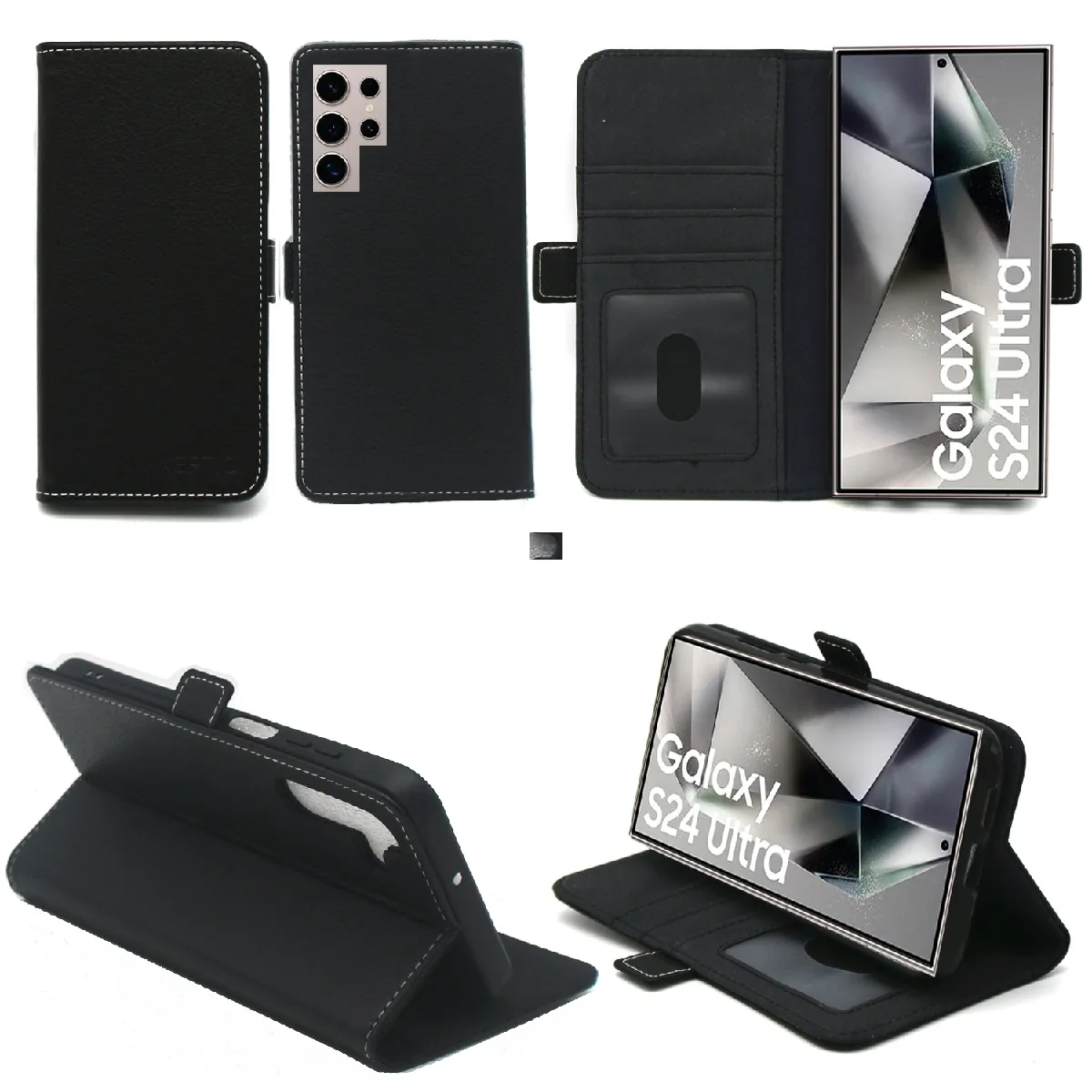 Xeptio Noir Étui Portefeuille Avec Porte-Cartes Samsung Galaxy S24 Ultra 5G