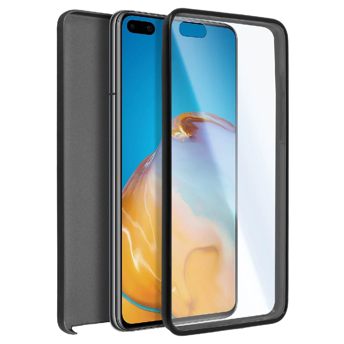 Avizar Noir Coque Intégrale Pour Huawei P40 Protection Avant Souple Et Dos Rigide