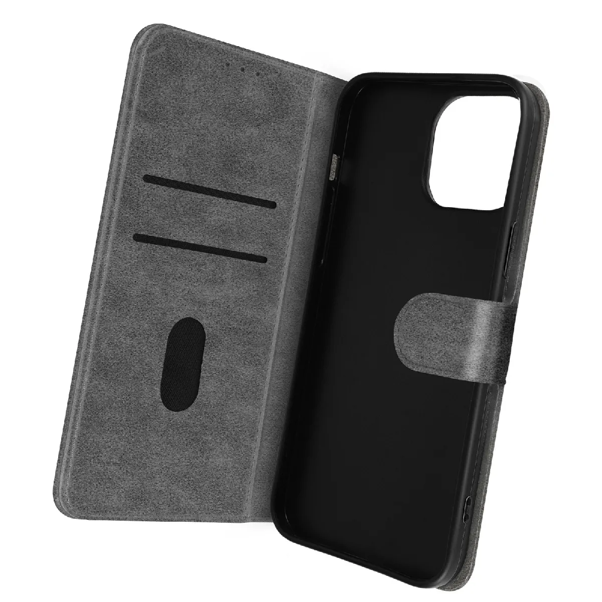 Avizar Gris Housse Pour Iphone 14 Pro Max Clapet Portefeuille Fonction Support Vidéo