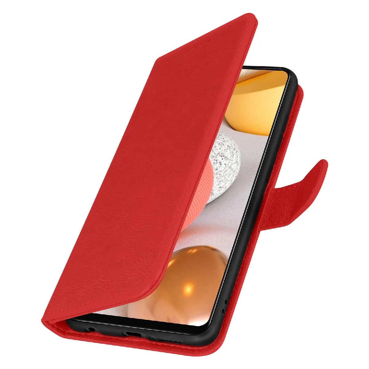 Avizar Rouge Étui Pour Samsung Galaxy A42 Clapet Portefeuille Fonction Support Vidéo