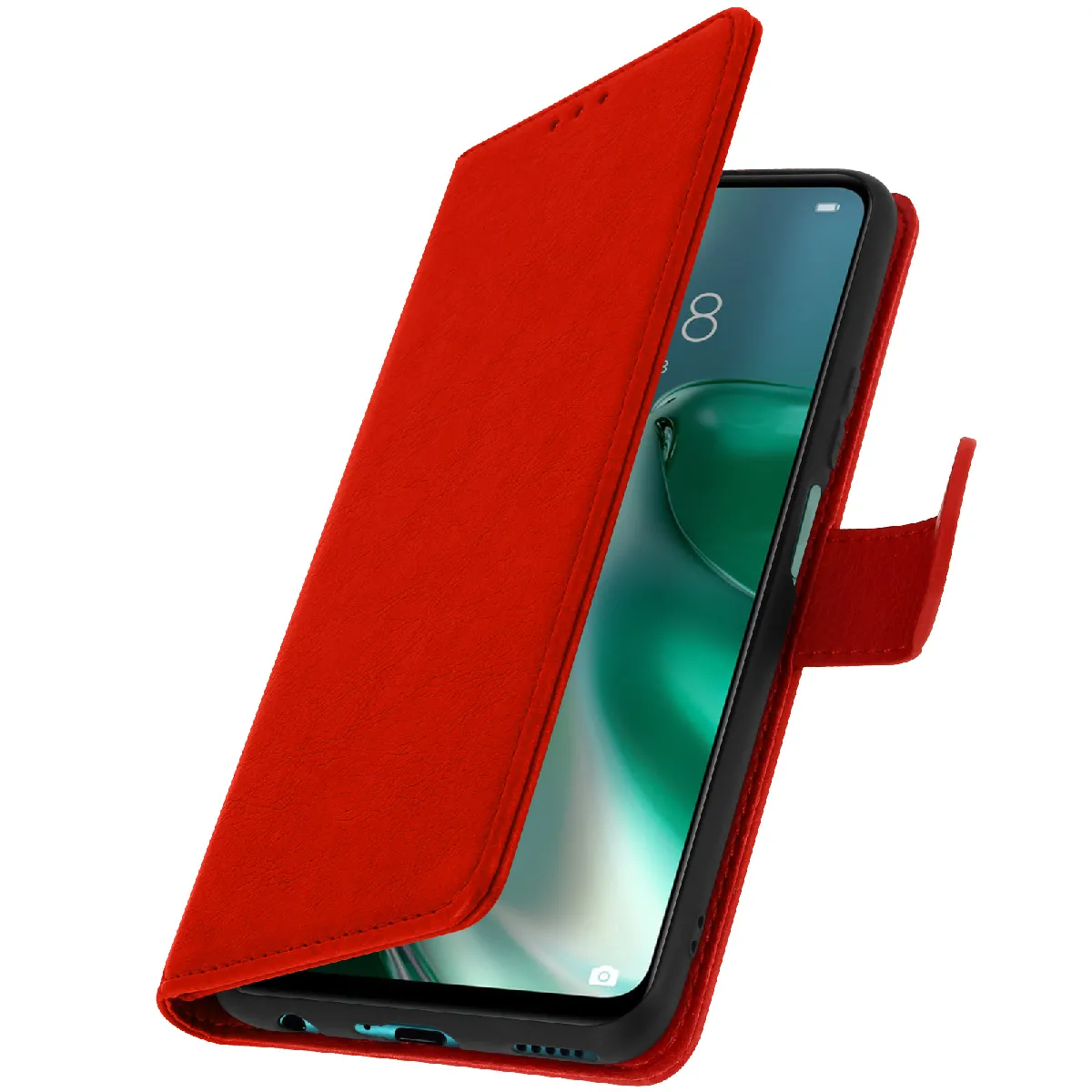 Avizar Rouge Étui Pour Huawei P40 Lite 5G Clapet Portefeuille Fonction Support Vidéo