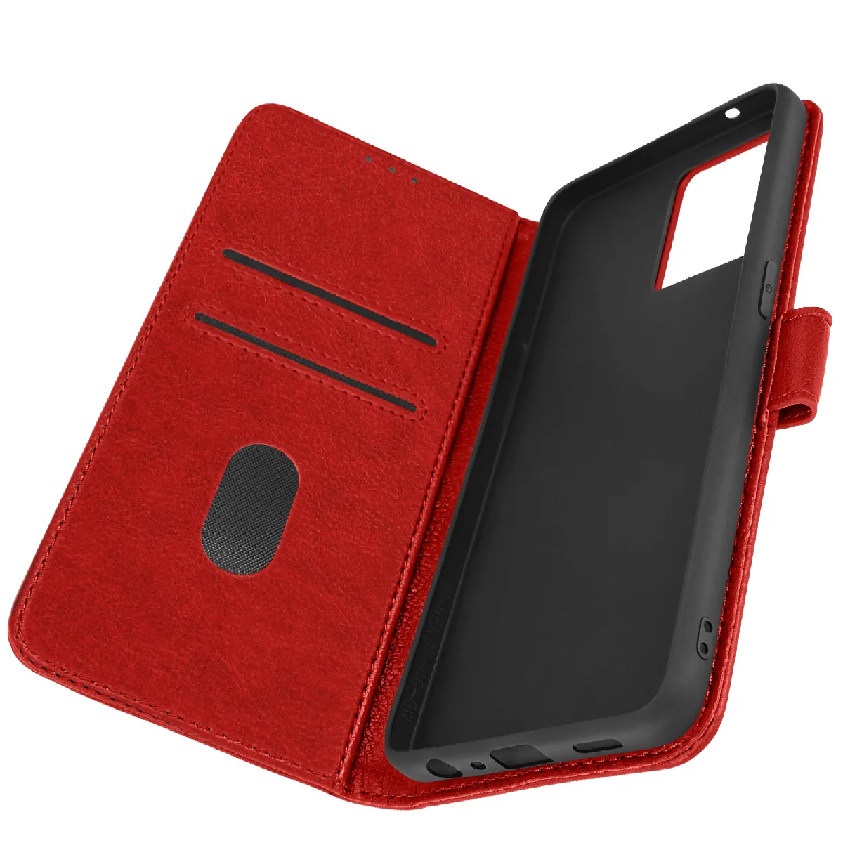 Avizar Rouge Housse Pour Oppo Reno 7 Clapet Portefeuille Fonction Support Vidéo