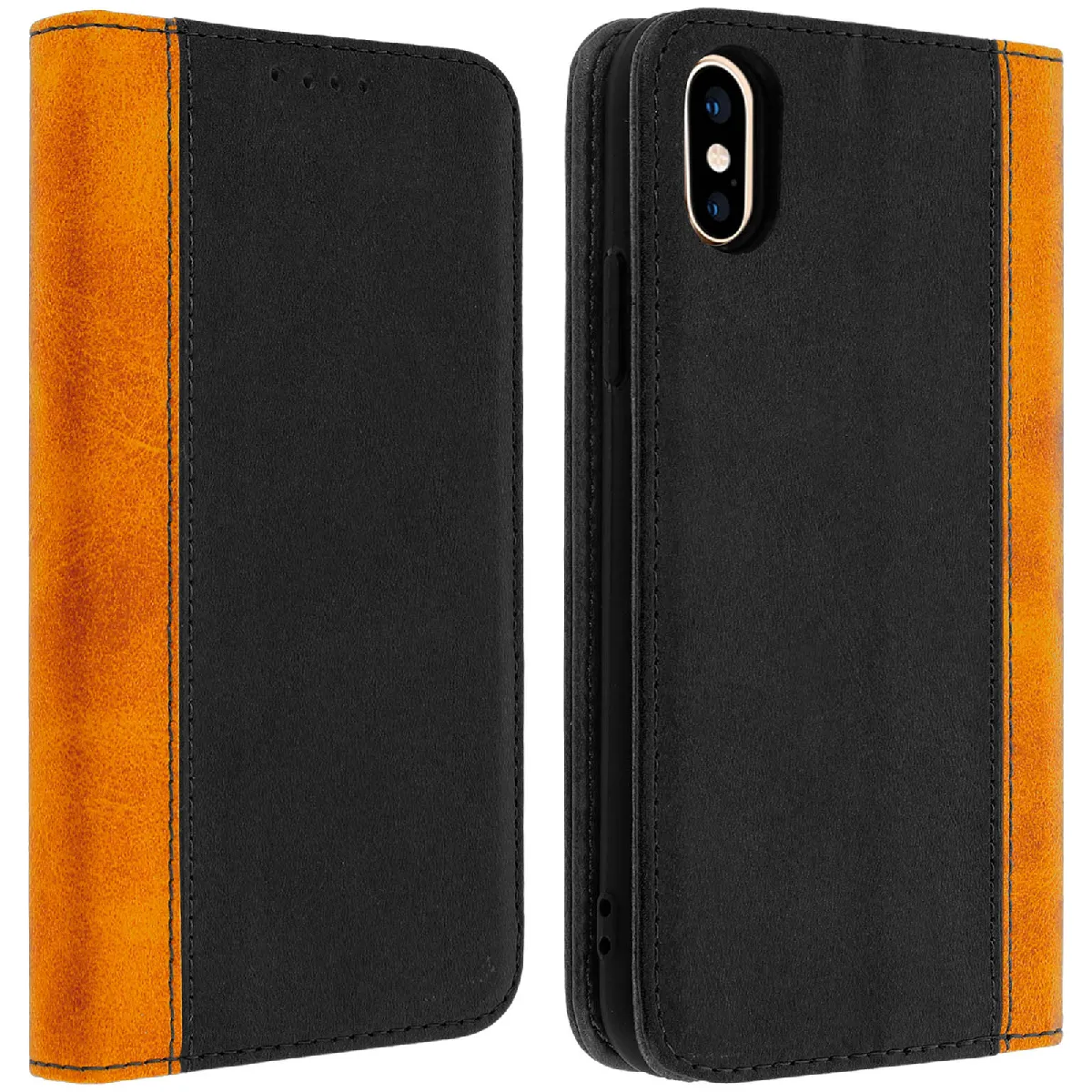 Avizar Noir Housse Pour Iphone X Et Xs Étui Folio Rangement Carte Fonction Support
