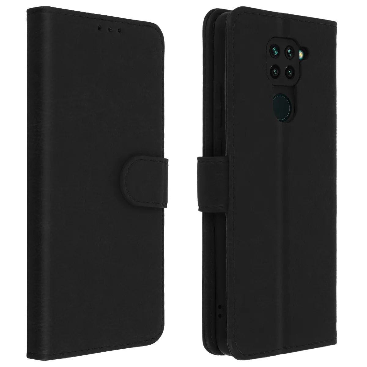 Avizar Noir Étui Pour Xiaomi Redmi Note 9 Housse Intégrale Porte-Carte Fonction Support