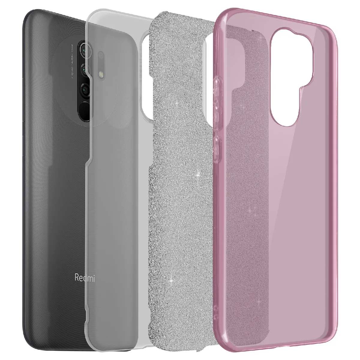 Avizar Rose Coque Xiaomi Redmi 9 Paillette
