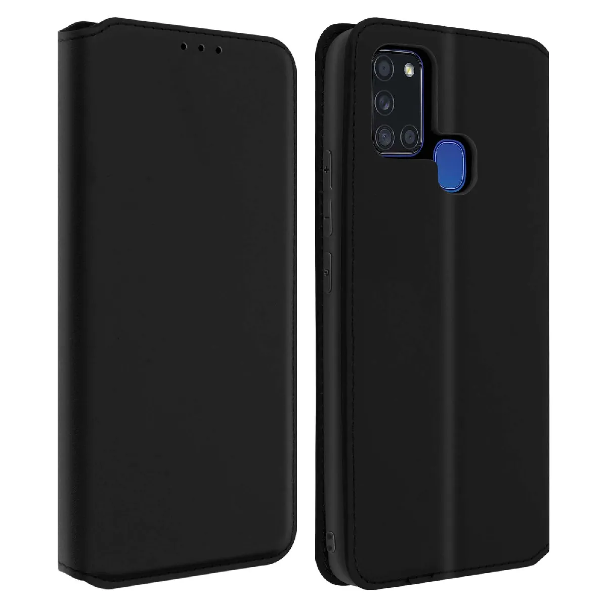 Avizar Noir Housse Pour Samsung Galaxy A21s Folio Portefeuille Fonction Support