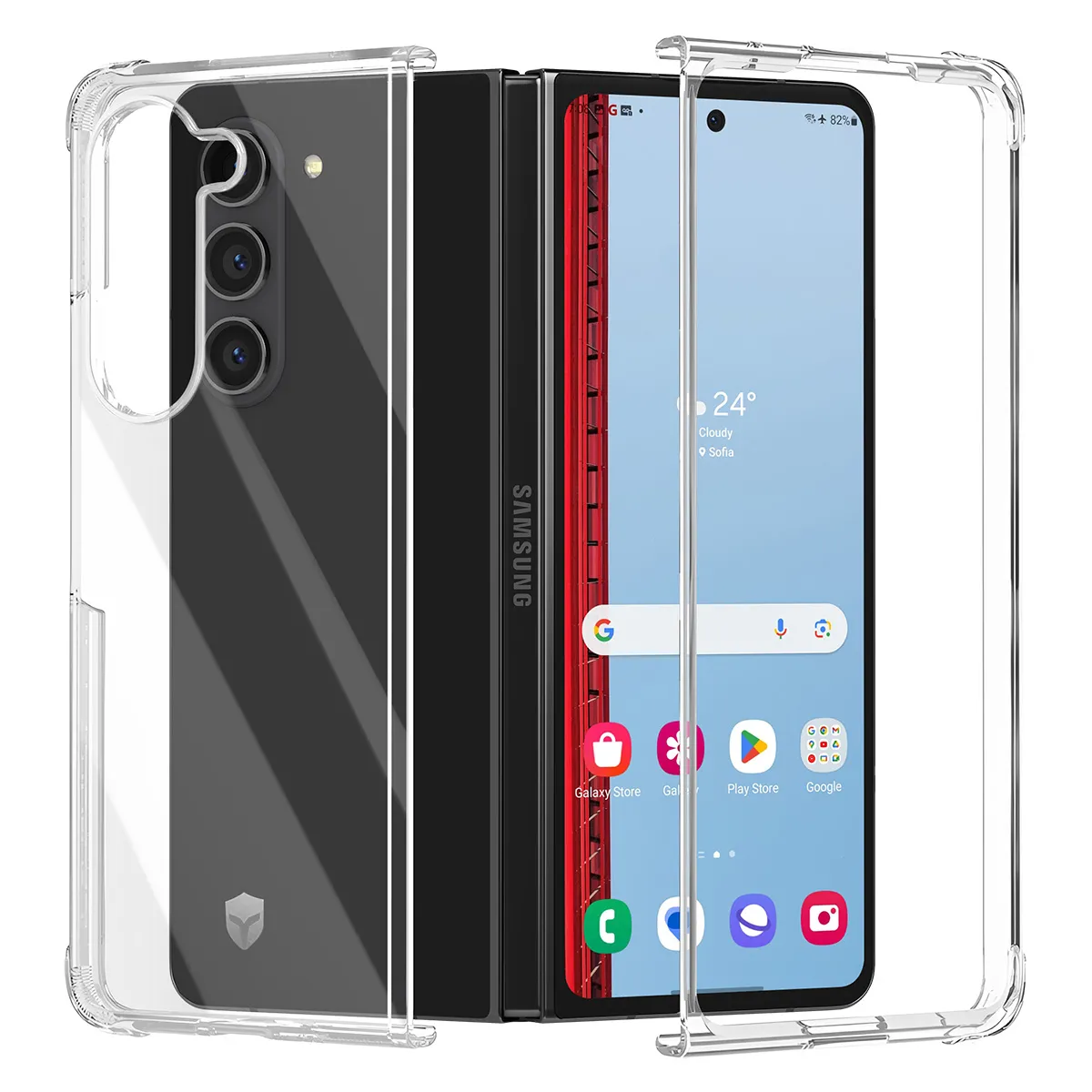 Force Case Double Coque Renforcée Pour Samsung Galaxy Z Fold 5 Duo Transparent