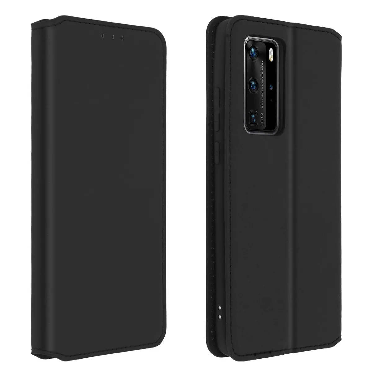 Avizar Noir Housse Pour Huawei P40 Pro Étui Folio Portefeuille Fonction Support