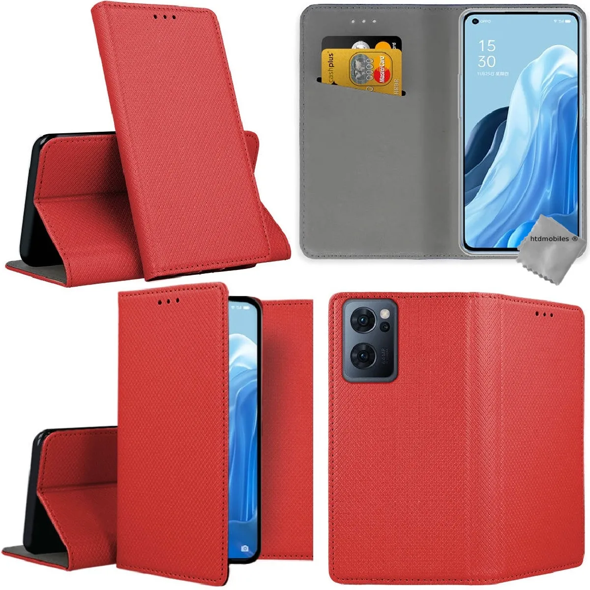 Htdmobiles Rouge Housse Portefeuille Pour Oppo Reno 7 5G