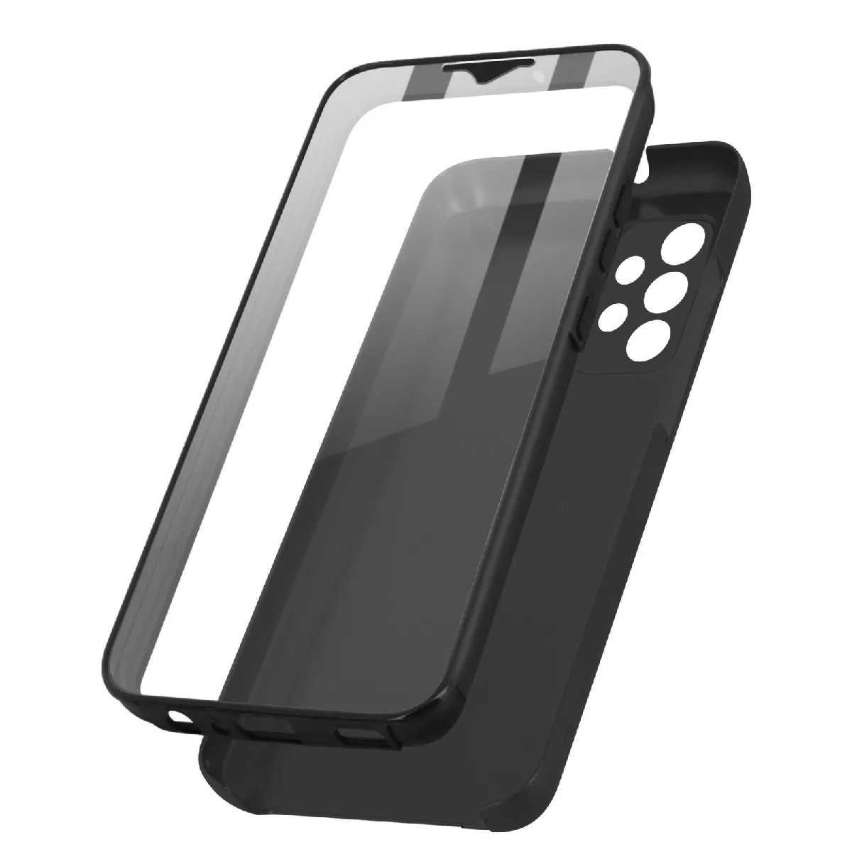 Avizar Noir Coque Pour Samsung Galaxy A32 Arrière Rigide Et Avant Souple