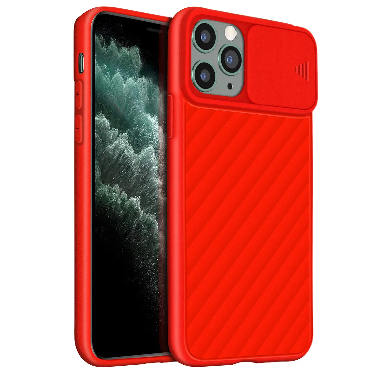 AVIZAR  Coque iPhone 11 Pro Max - Finition stri&eacute;e Rouge