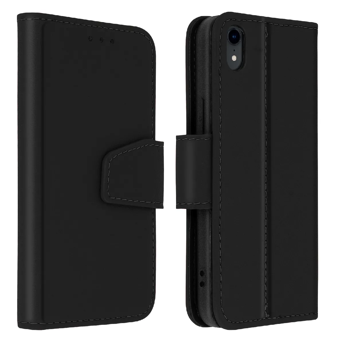 Avizar Noir Housse Pour Iphone Xr Cuir Porte-Carte Fonction Support Premium