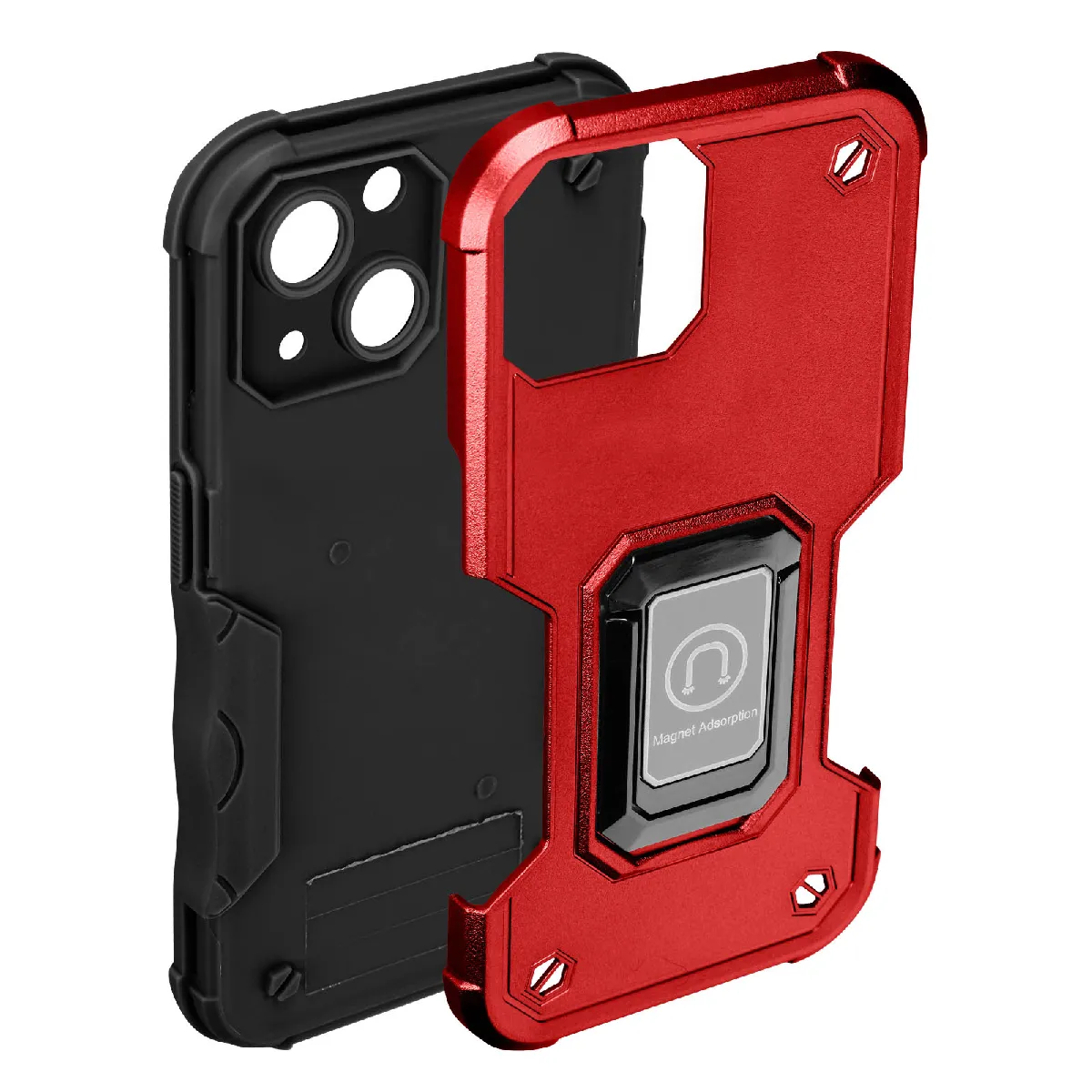 Avizar Rouge Coque Iphone 14 Plus Antichoc Hybride Avec Anneau Support Magnétique