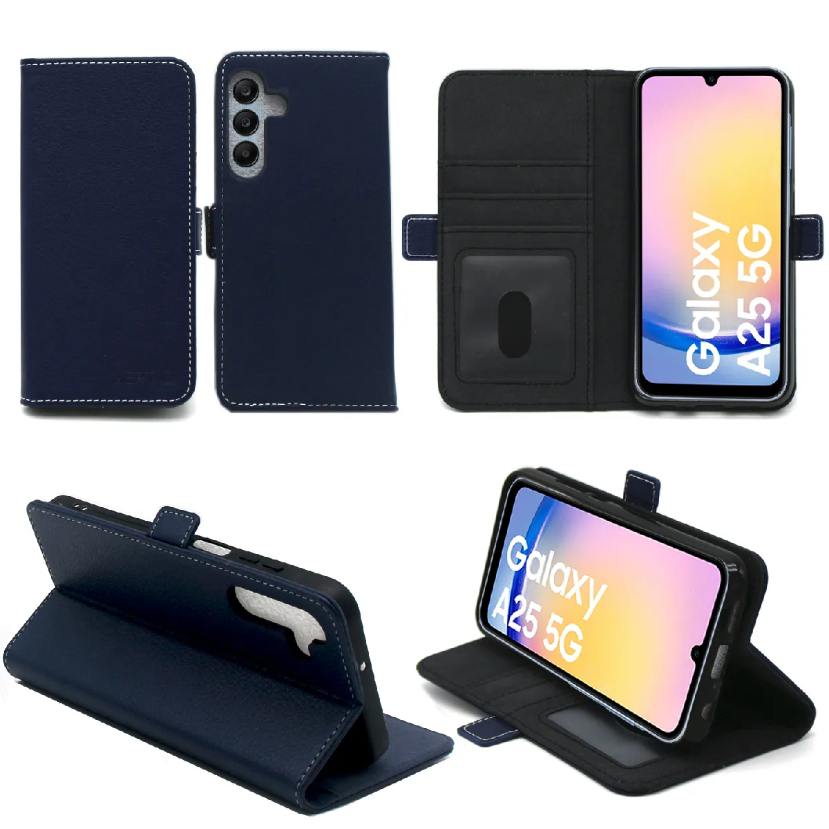 XEPTIO - Étui Portefeuille Samsung Galaxy A25 5G - Housse à Rabat - Bleu - Image 2
