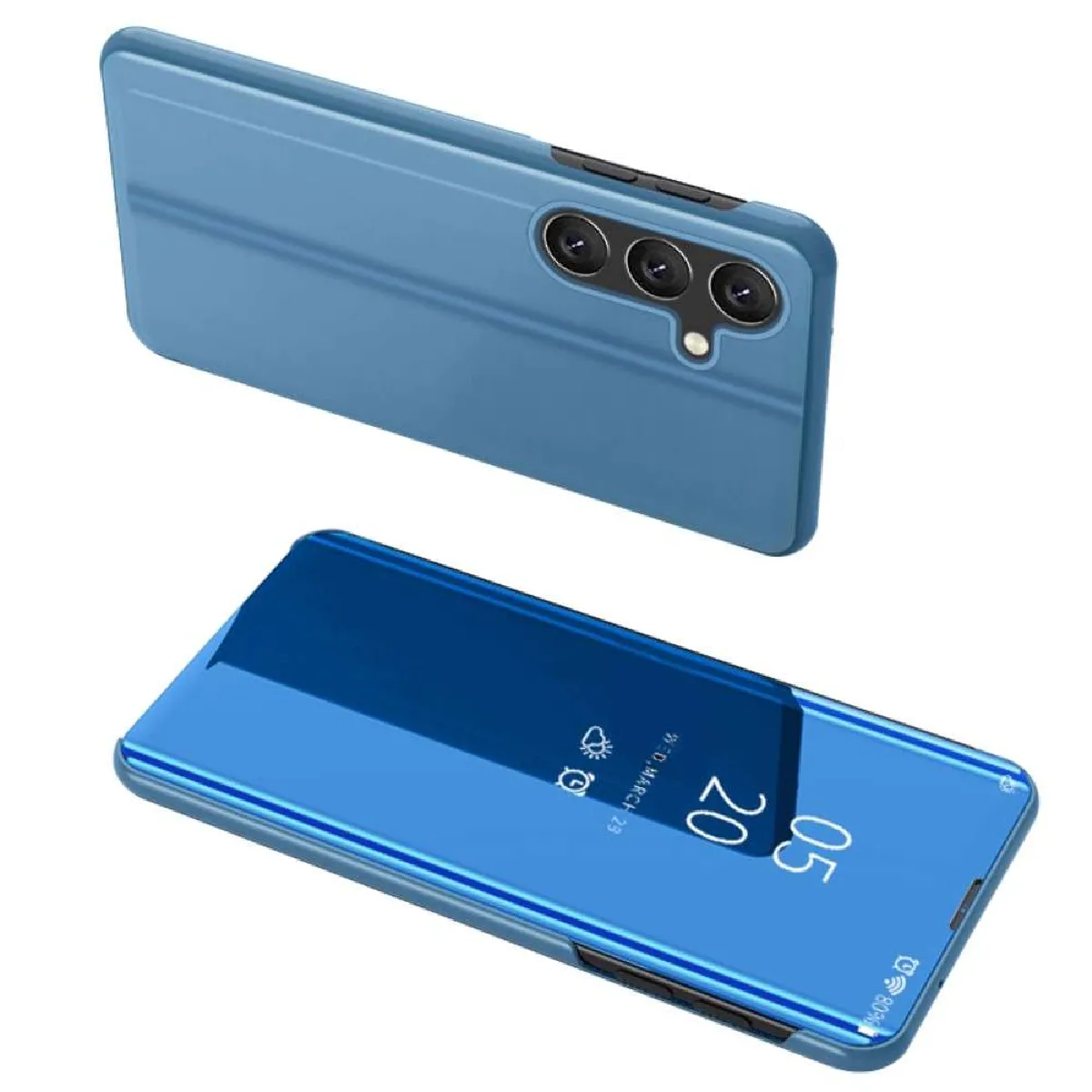 Htdmobiles Bleu Étui Portefeuille Miroir Samsung Galaxy A05s