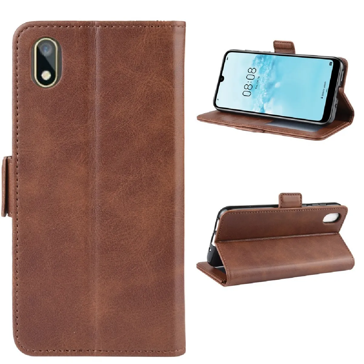 Huawei Y5 2019 - Étui PU café magnétique