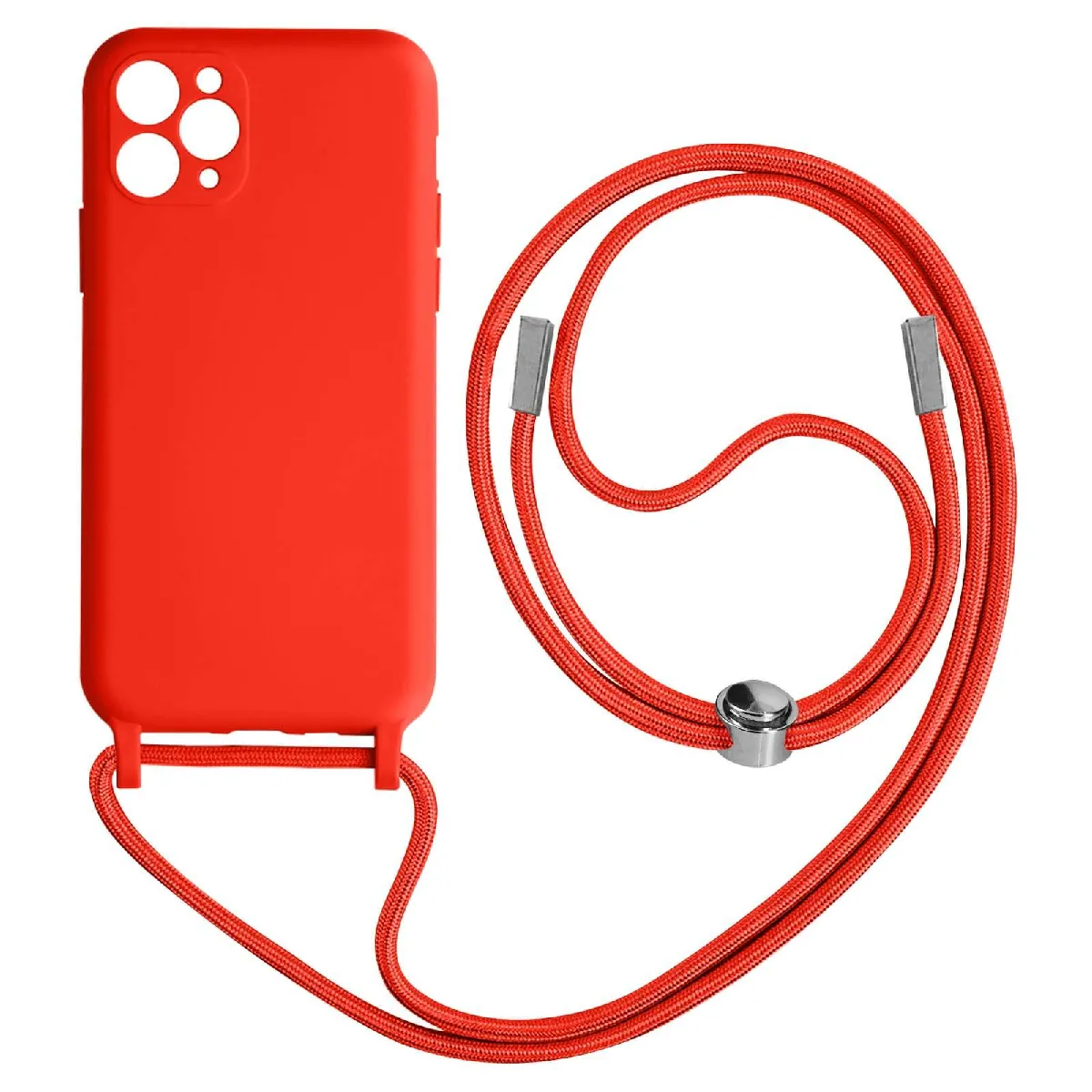 Avizar Rouge Coque Cordon Pour Iphone 11 Pro Max Semi-Rigide Lanière Tour Du Cou 80Cm