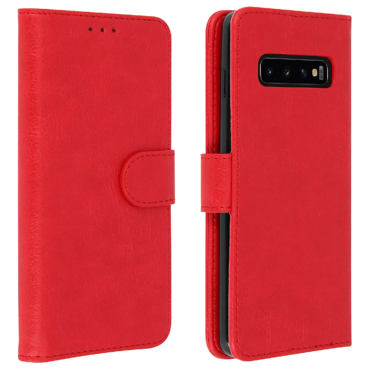 Avizar Rouge Housse Pour Samsung Galaxy S10 Étui Portefeuille Support Stand