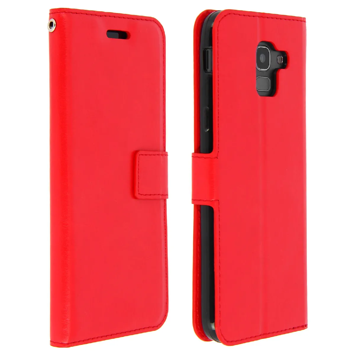 Avizar - Étui Folio pour Samsung Galaxy J6 - Cuir - Rouge - Image 2